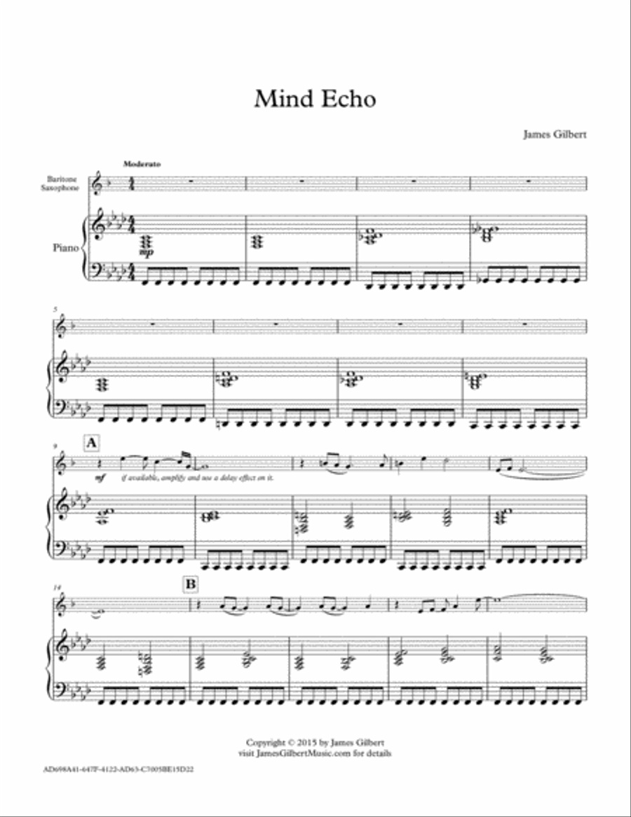 Mind Echo Mind Echo Baritone Saxophone scores gallery preview page 1