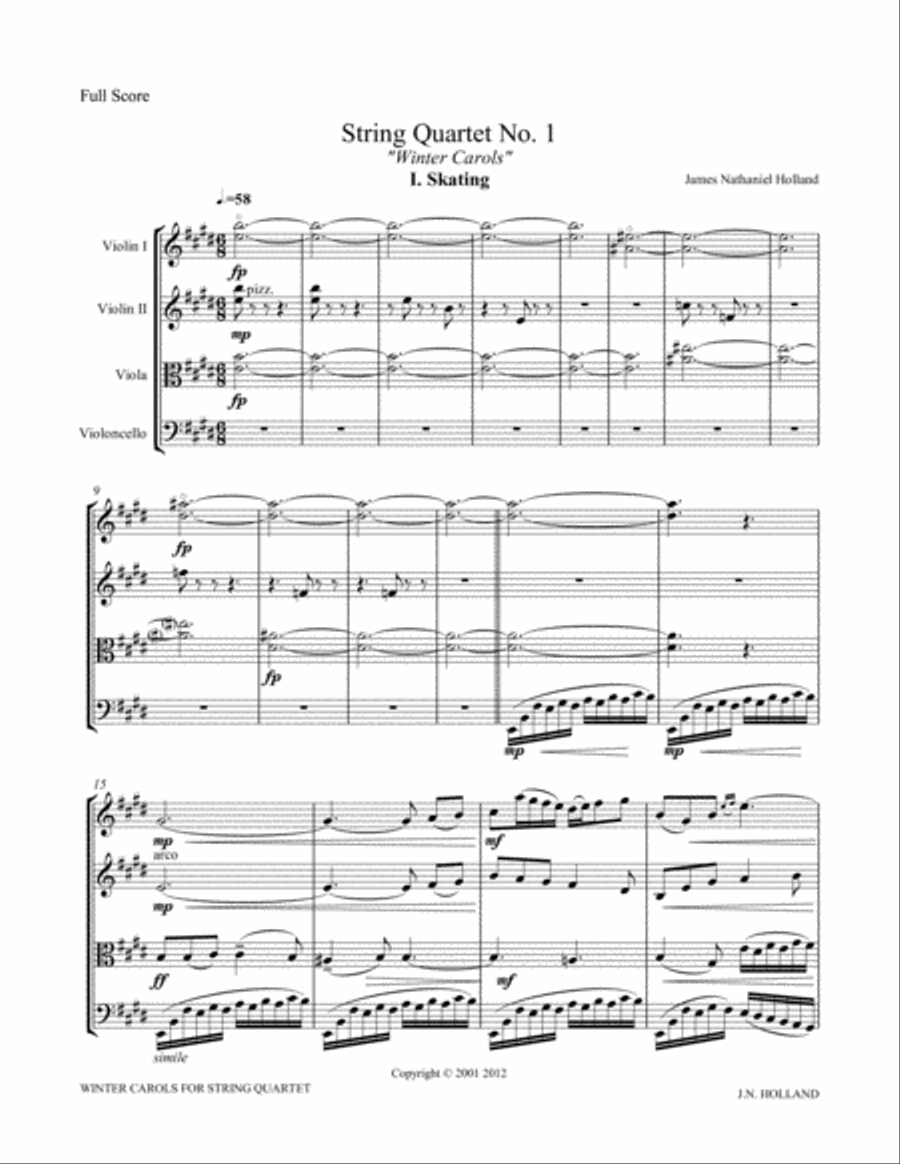 Winter Carols String Quartet No 1 in 5 Movements String Quartet scores gallery preview page 3
