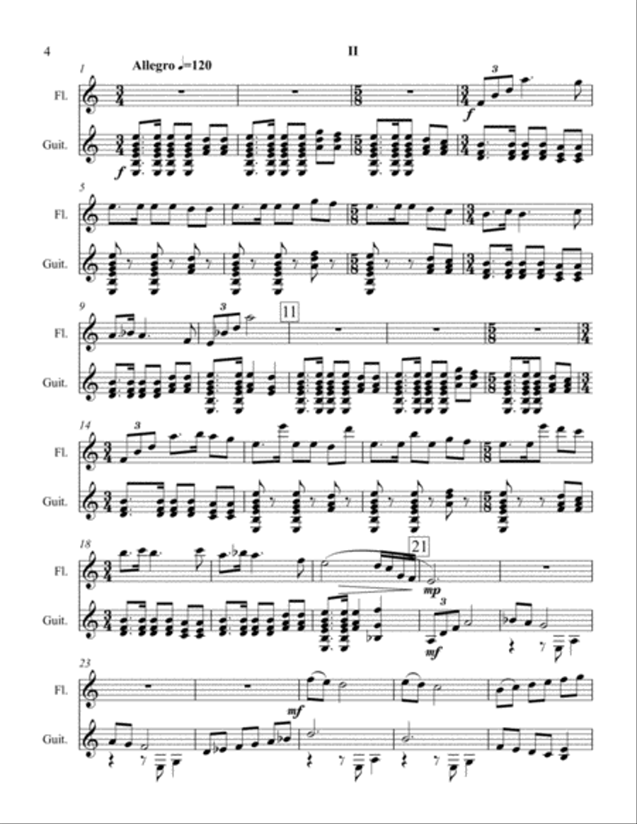 Three Preludes for Flute and Guitar Flute scores gallery preview page 4