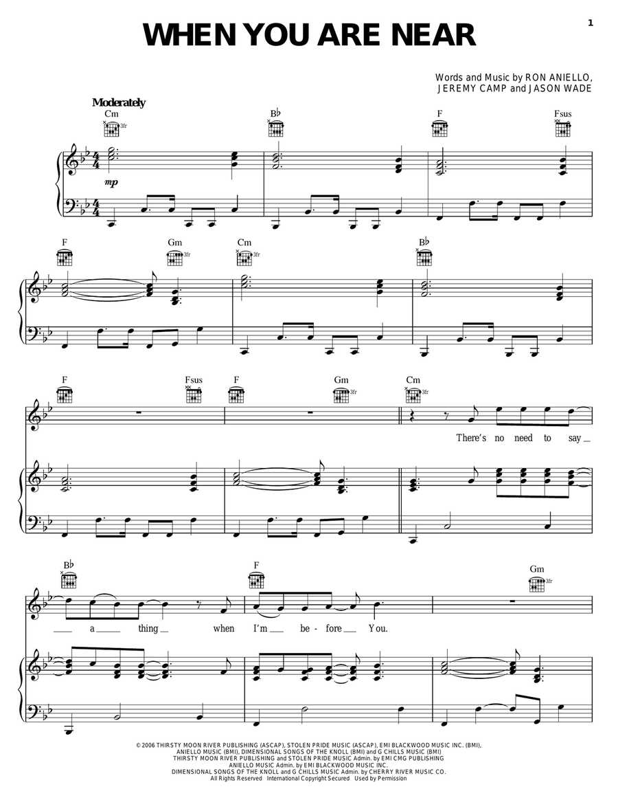 When You Are Near When You Are Near Piano, Vocal, Guitar scores gallery preview page 1