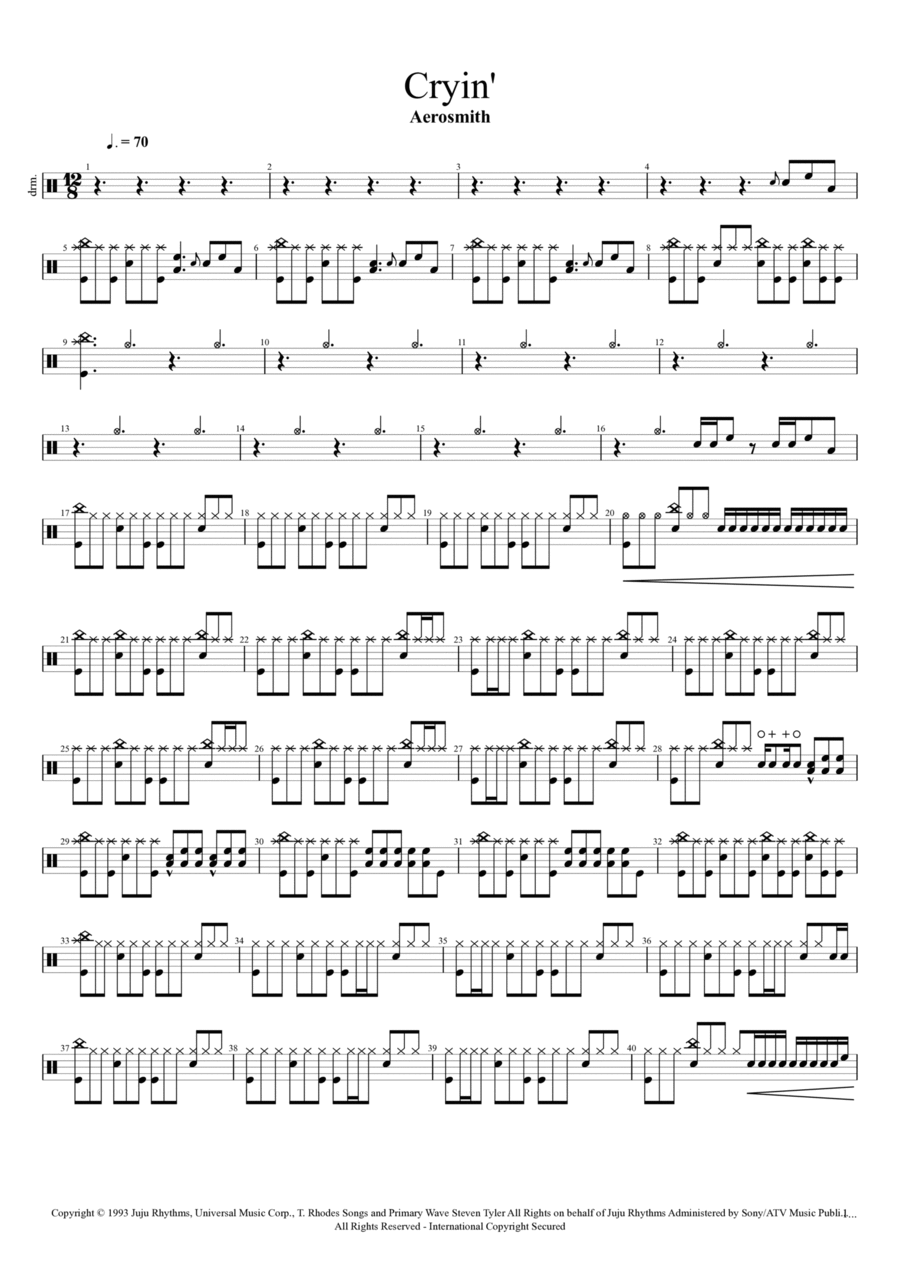 Cryin' Cryin' Drum Set scores gallery preview page 1
