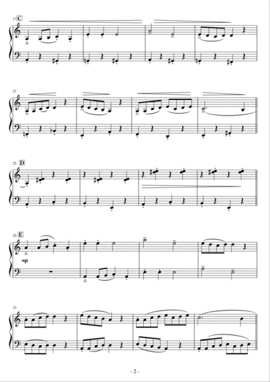 < Short EZ Piano #244 for Christmas > Entre Le Boeuf E L'âne Easy Piano scores gallery preview page 2