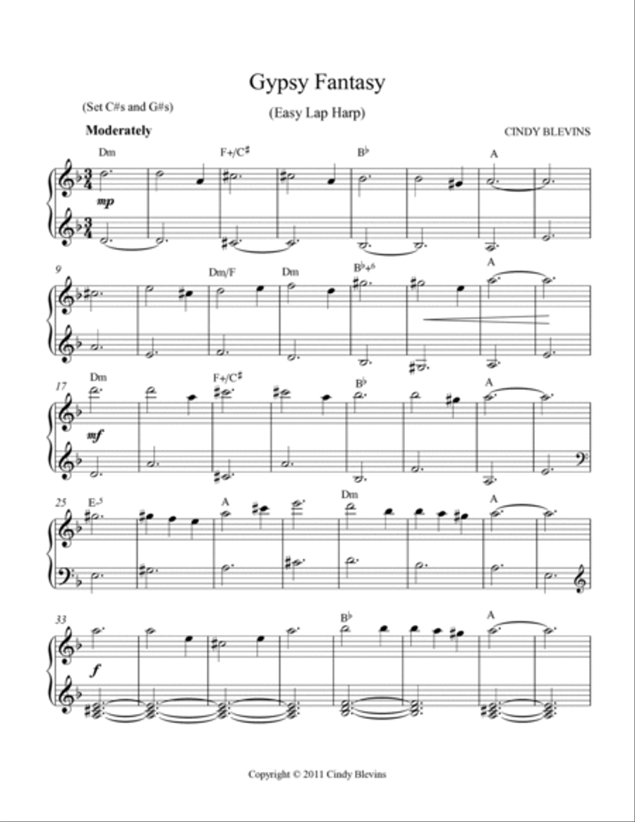 Gypsy Fantasy, Easy Lap Harp Solo Lap Harp scores gallery preview page 2