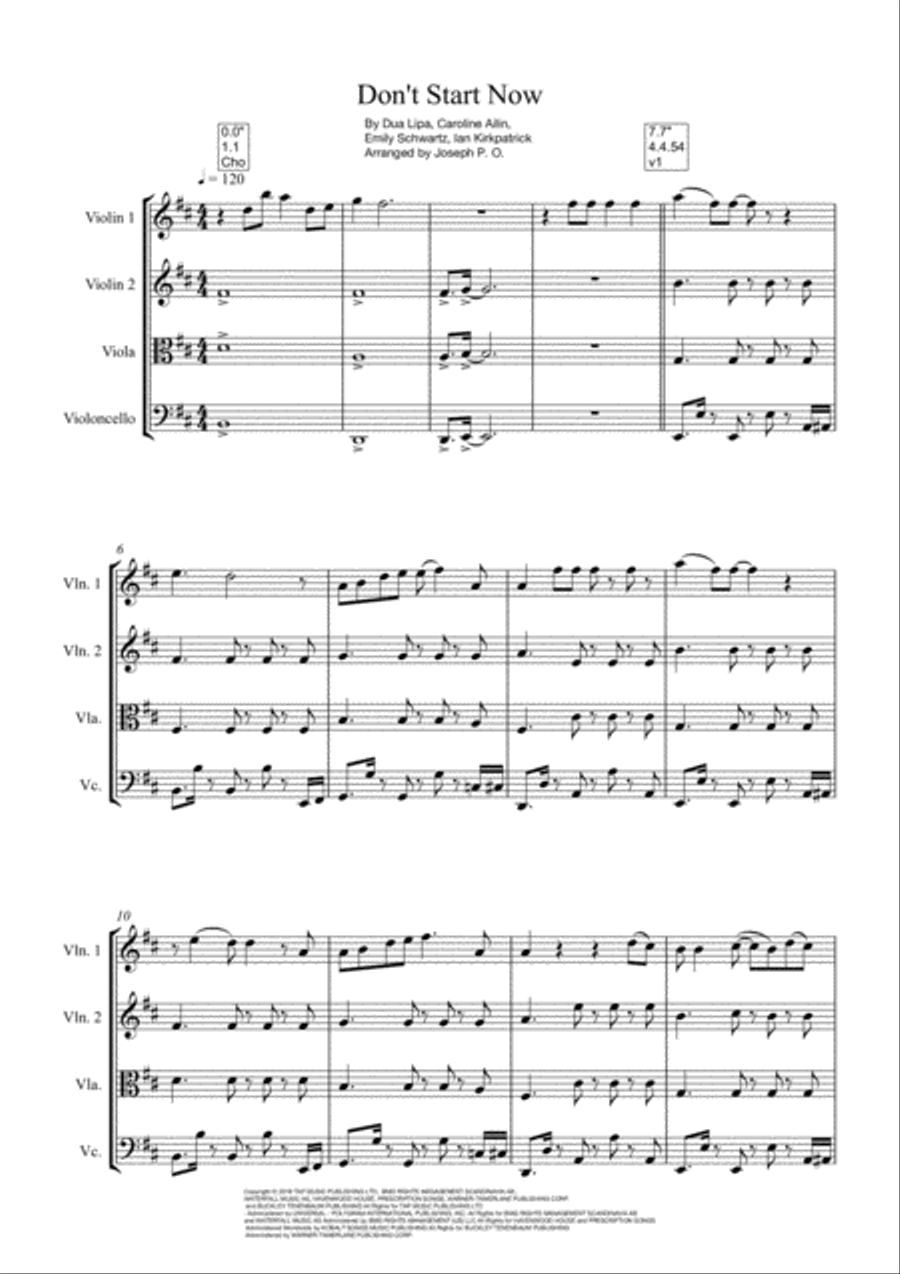 Don't Start Now Small Ensemble scores gallery preview page 1
