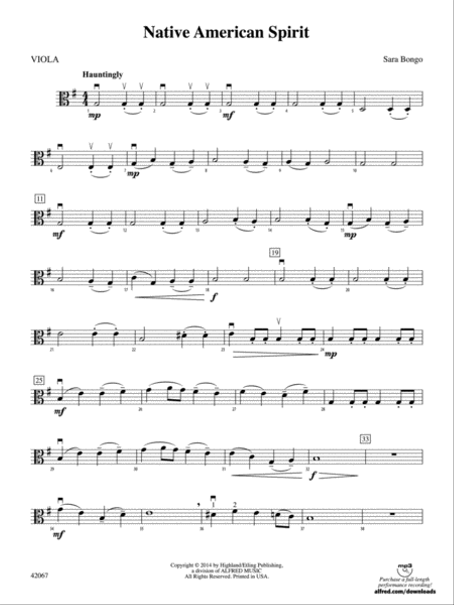 Native American Spirit: Viola String Orchestra scores gallery preview page 1