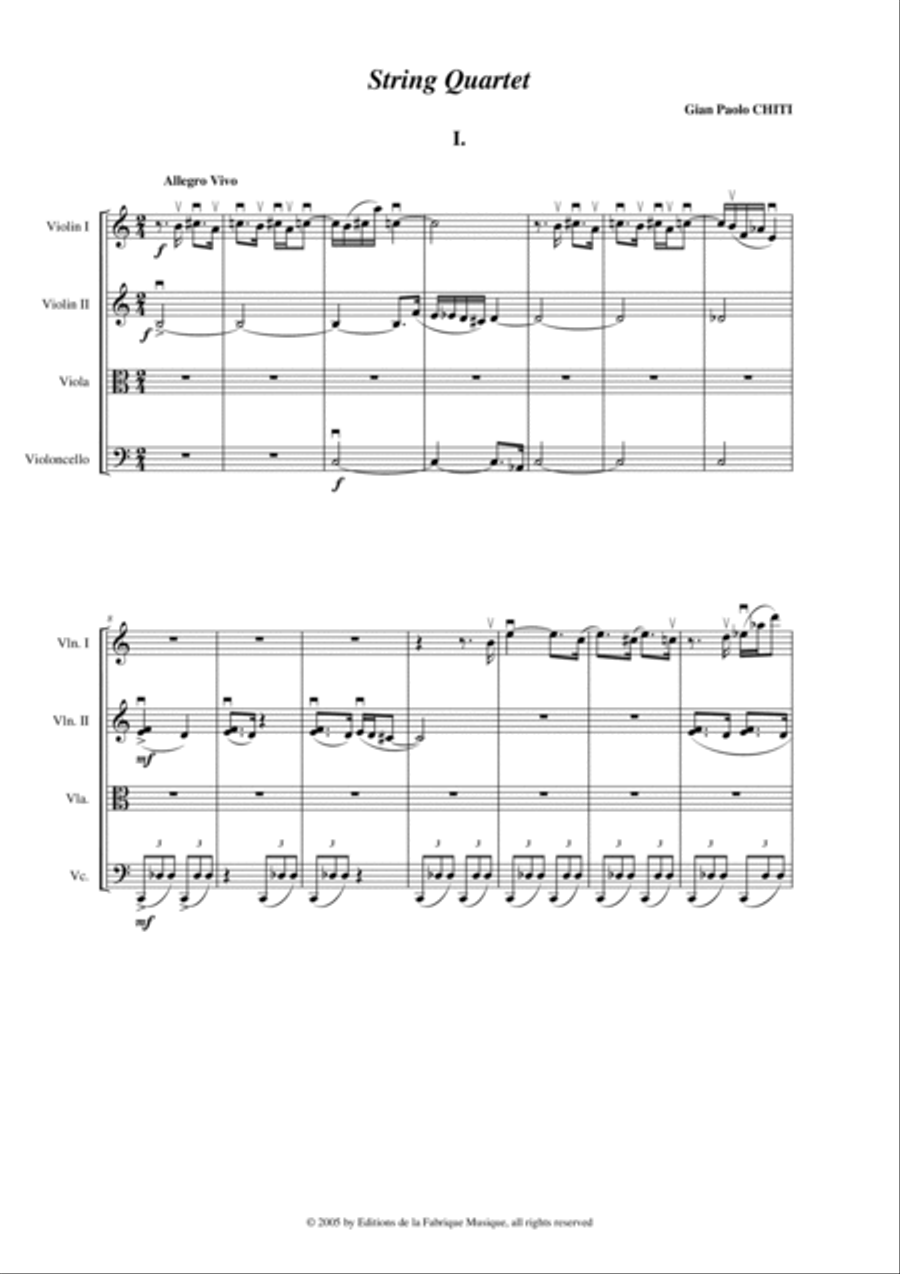 Gian Paolo Chiti : Quartetto per Archi, study score String Quartet scores gallery preview page 2
