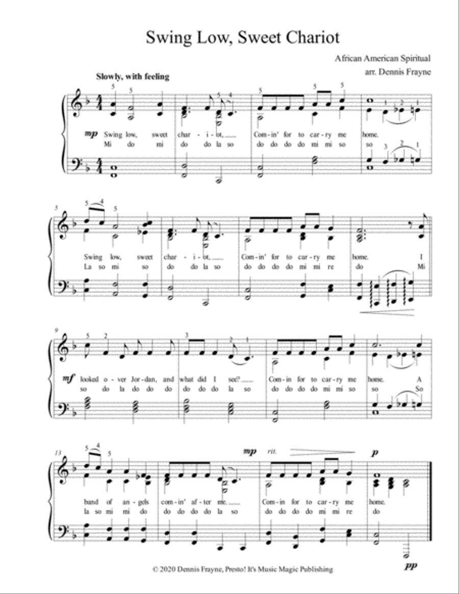 Swing Low, Sweet Chariot Voice scores gallery preview page 1