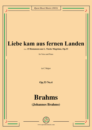 Book cover for Brahms-Liebe kam aus fernen Landen,Op.33 No.4 in C Major