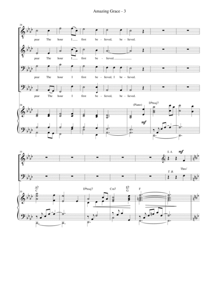 Amazing Grace (with optional Bagpipes) by David Winkler Divisi - Digital Sheet Music
