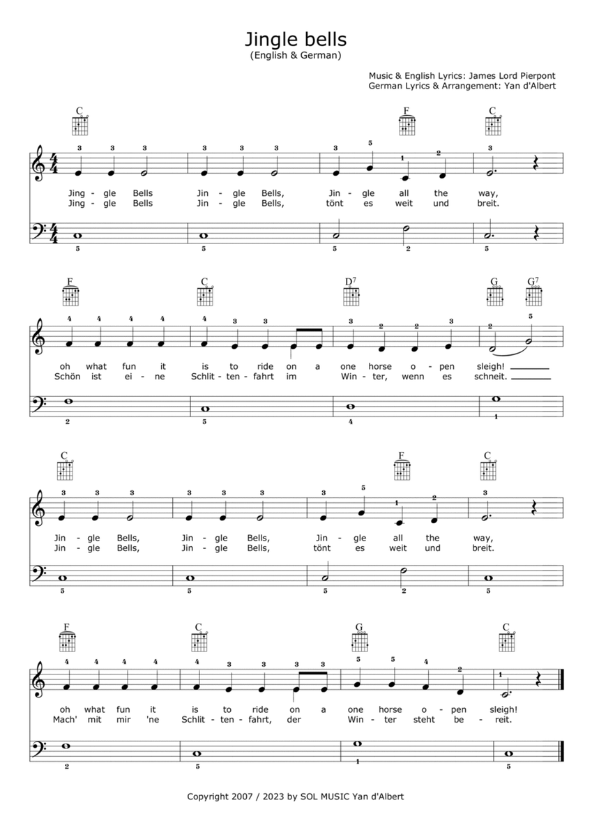 Jingle Bells (Easy Piano arr. by Yan d'Albert)