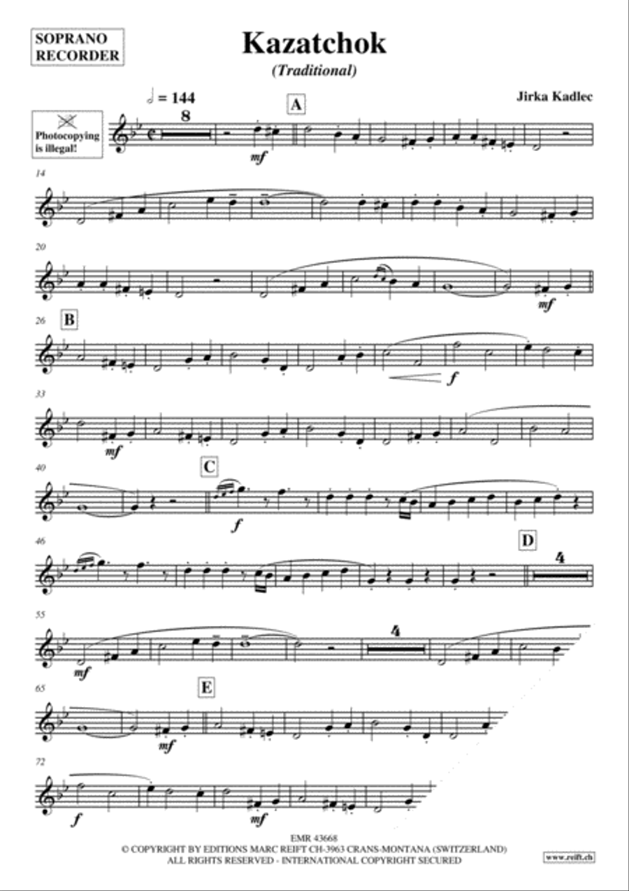 Kazatchok Soprano Recorder scores gallery preview page 3