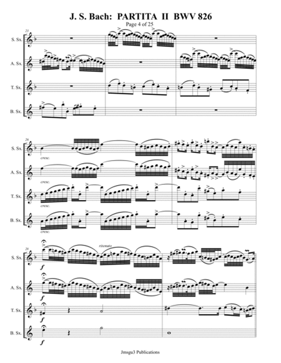 Bach: Partita No. 2 BWV 826 for Saxophone Quartet image number null