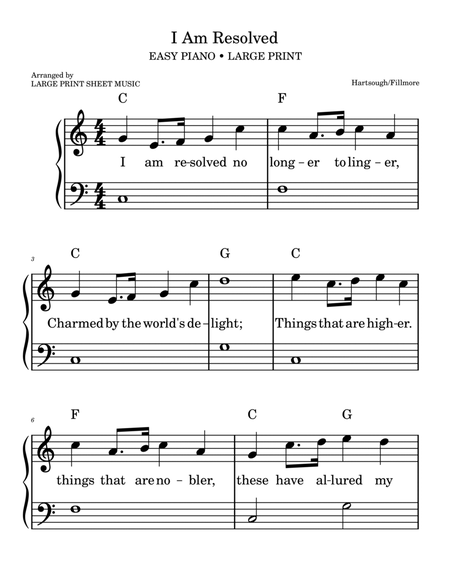 I Am Resolved Hymn | EASY PIANO | LARGE PRINT image number null