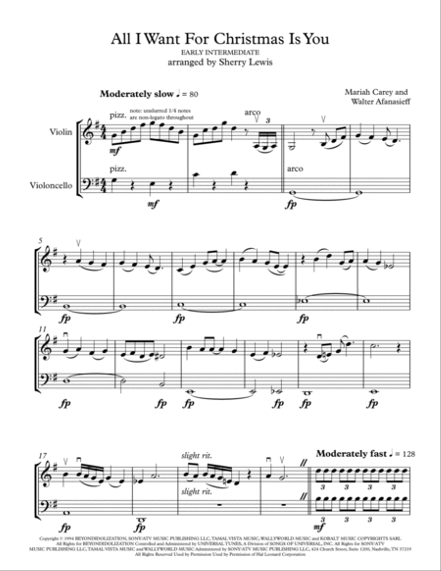 All I Want For Christmas Is You String Duet scores gallery preview page 4