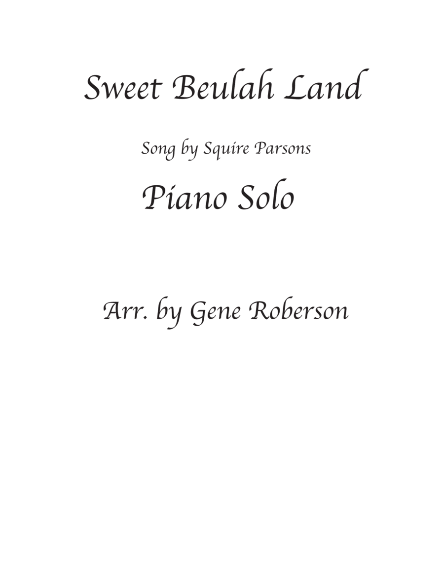 Sweet Beulah Land Piano Solo scores gallery preview page 1