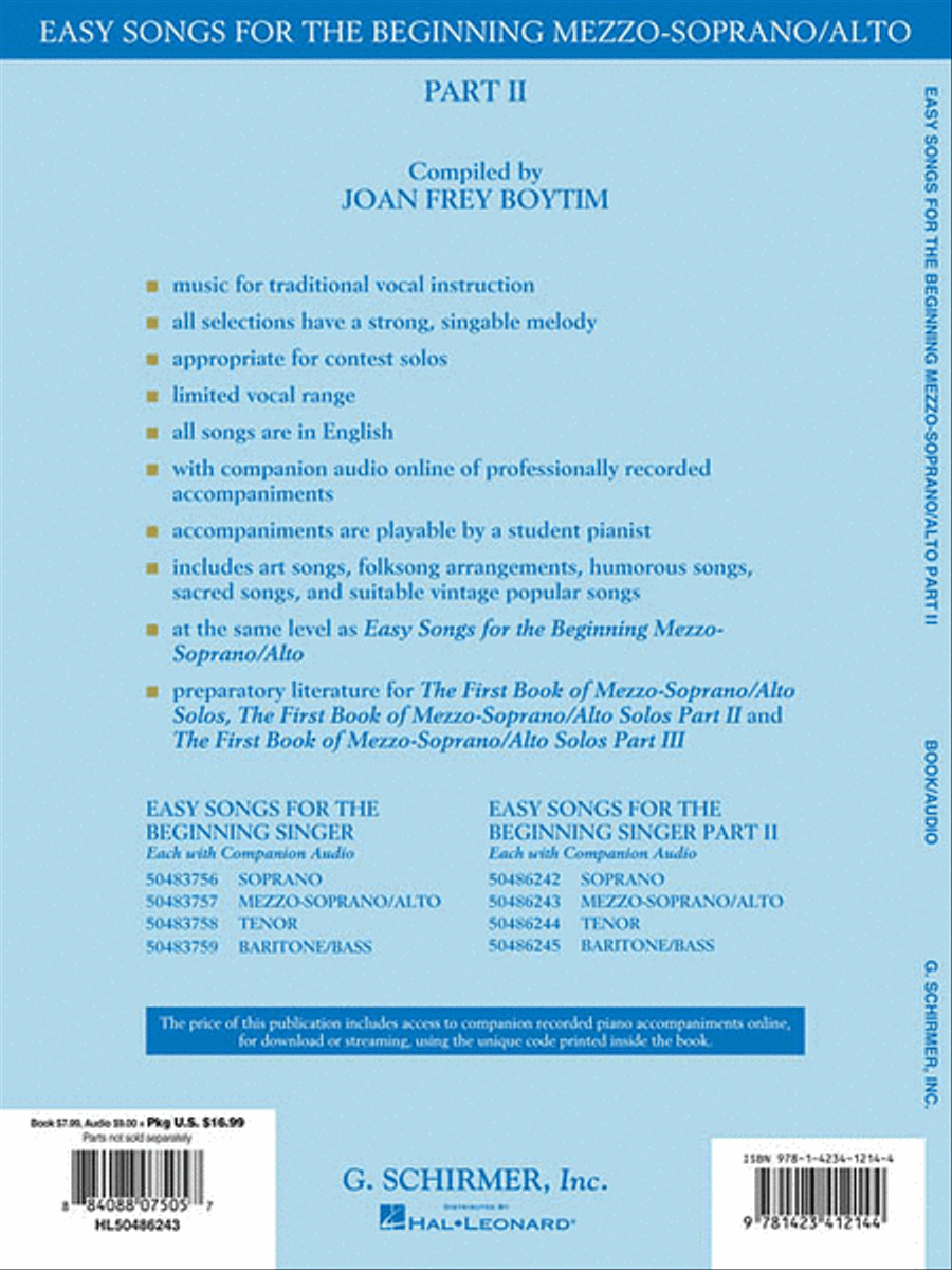 Easy Songs for the Beginning Mezzo-Soprano/Alto – Part II Mezzo-Soprano Voice scores gallery preview page 2
