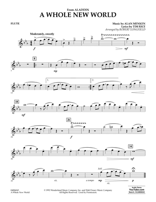 Book cover for A Whole New World (from Aladdin) (arr. Robert Longfield) - Flute