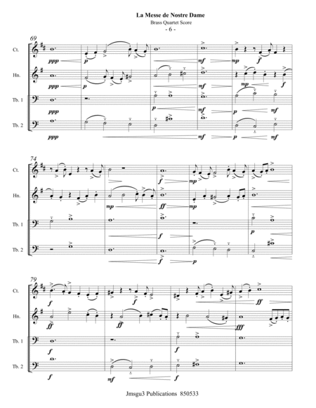 Machaut: La Messe de Nostre Dame for Brass Quartet - Score Only image number null