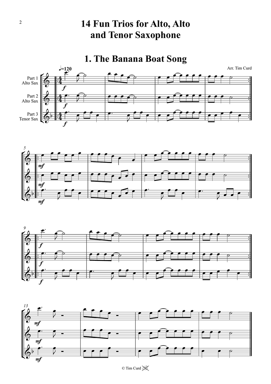 14 Fun Trios For Alto, Alto and Tenor Saxophone. Woodwind Trio scores gallery preview page 2