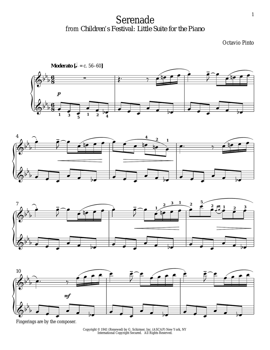 Serenade Piano Solo scores gallery preview page 1