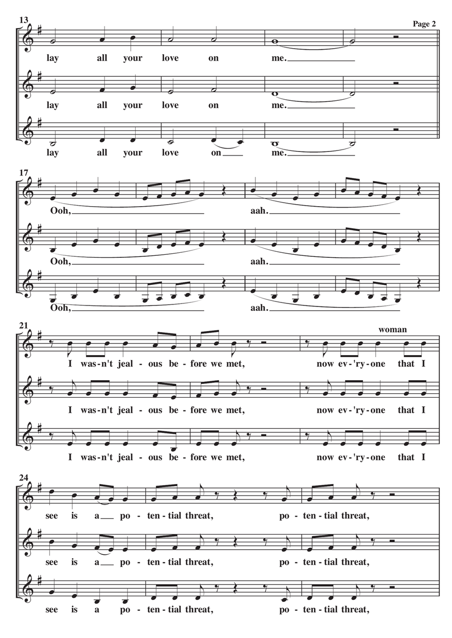 Lay All Your Love On Me SSA scores gallery preview page 2