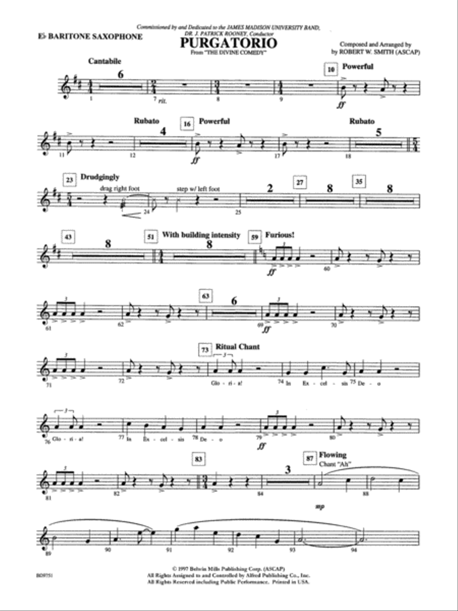 Purgatorio (from The Divine Comedy): E-flat Baritone Saxophone Concert Band scores gallery preview page 1