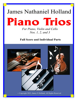 Book cover for Piano Trios, For Piano, Violin, and Cello, Nos. 1, 2, and 3, Full Score and Individual Parts