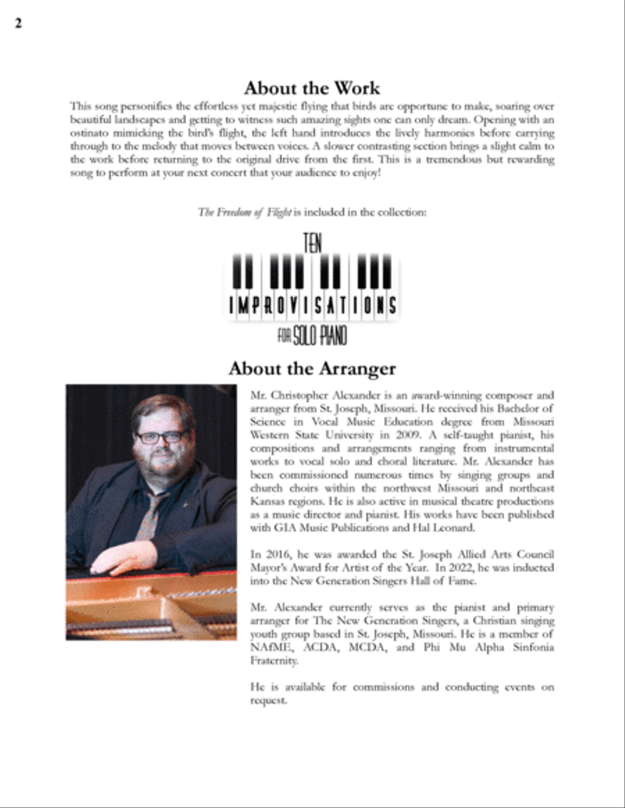 The Freedom of Flight Piano Solo scores gallery preview page 2