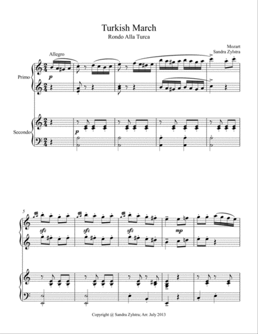 Turkish March (1 piano, 4 hand duet) 1 Piano, 4-Hands scores gallery preview page 2