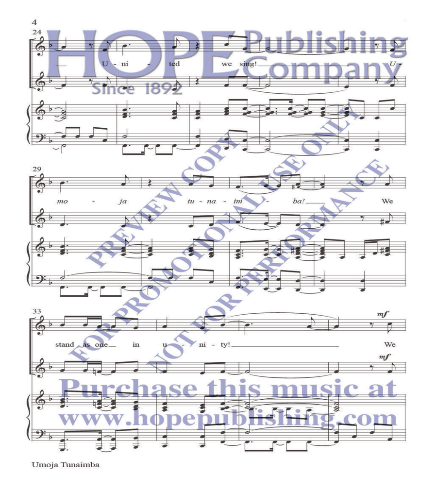Umoja Tunaimba Umoja Tunaimba Choir scores gallery preview page 4