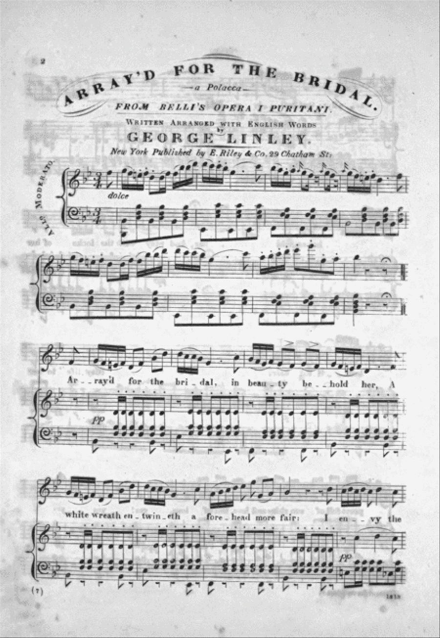 Array'd for the Bridal. A Polacca from Bellini's Opera I Puritani Voice scores gallery preview page 2