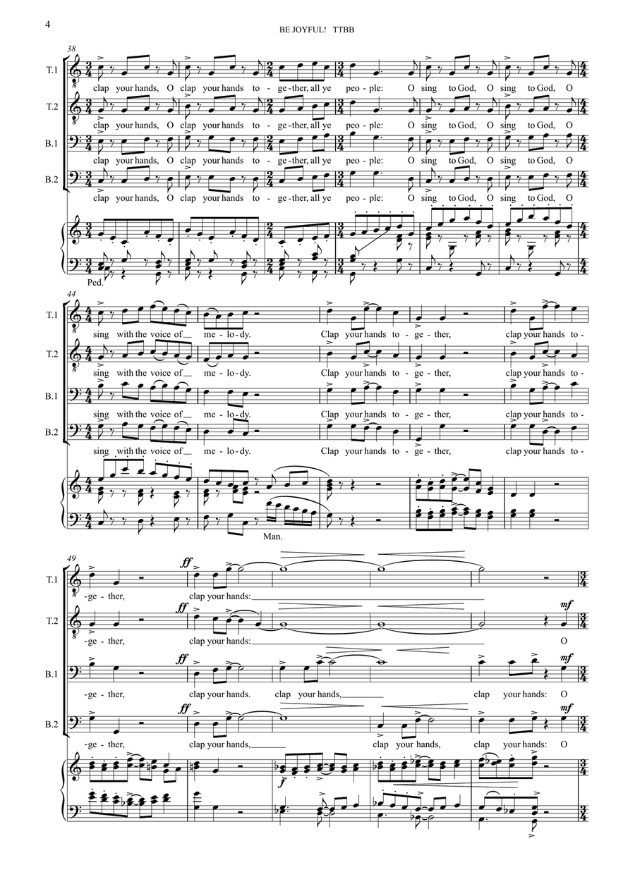 Be Joyful! (Male Voice Choir [TTBB] and organ) TTBB scores gallery preview page 4