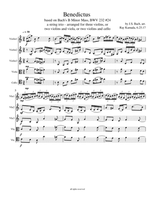 Benedictus, from the B Minor Mass, BWV 232, #24, for various string trio combinations
