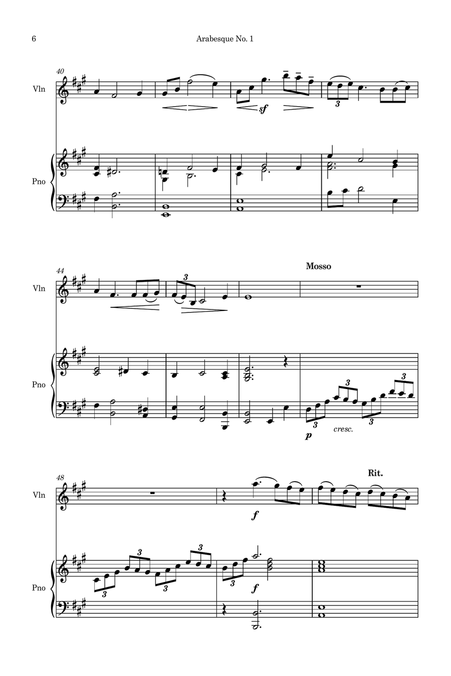 Arabesque No.1 (Simplified for Violin and Piano) Violin Solo scores gallery preview page 6