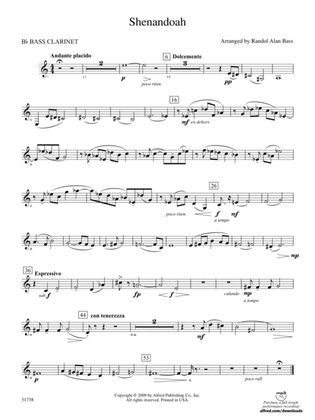 Book cover for Shenandoah: B-flat Bass Clarinet