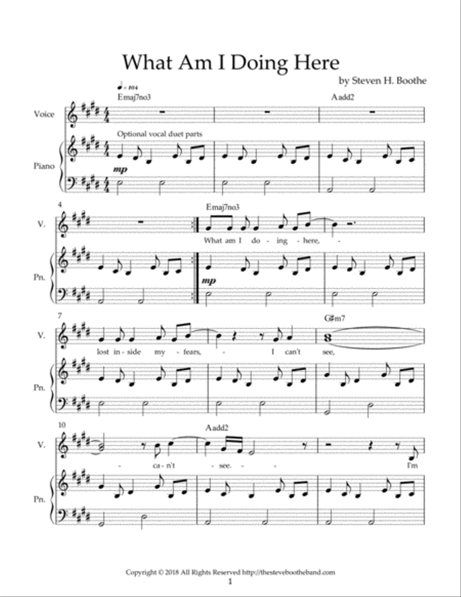 Steven H. Boothe What am I Doing Here Album 1 PVG Piano, Vocal, Guitar scores gallery preview page 2