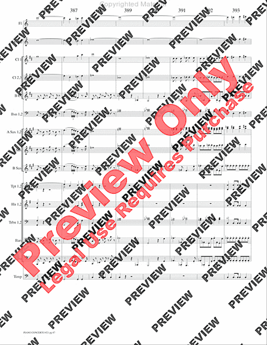 Piano Concerto No. 21, K. 467 (Movement I) Concert Band scores gallery preview page 50