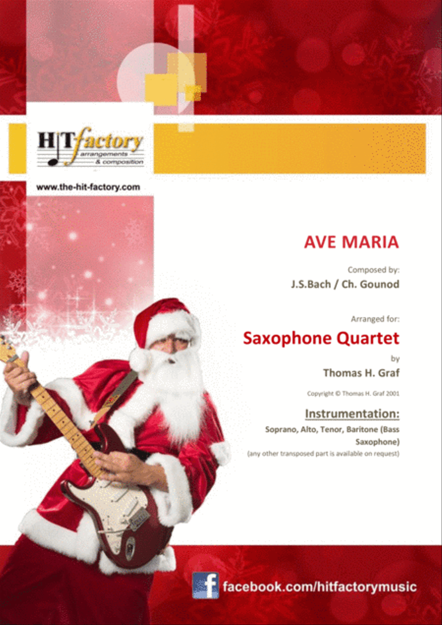 Ave Maria - Bach/Gounot - Saxophone Quartet Saxophone Quartet scores gallery preview page 1