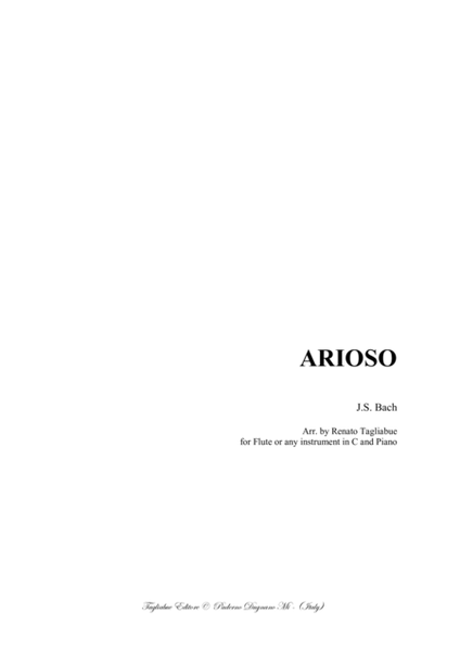 ARIOSO - BWV 156 - Arr. for Flute or any instrument in C and Piano image number null