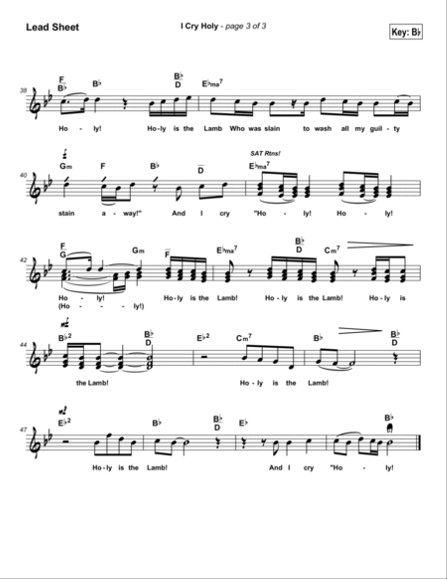 I Cry Holy Piano scores gallery preview page 3