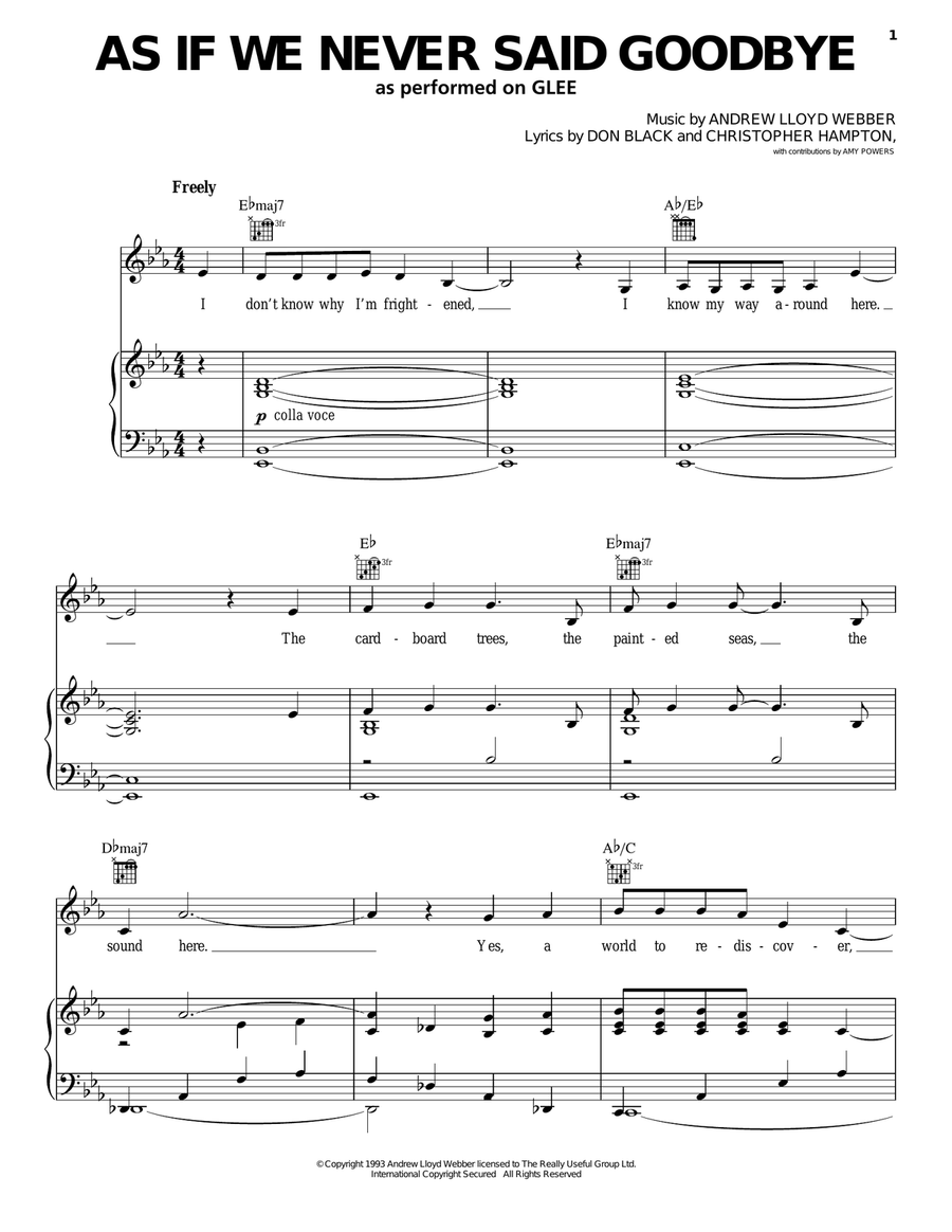 As If We Never Said Goodbye Piano, Vocal, Guitar scores gallery preview page 1