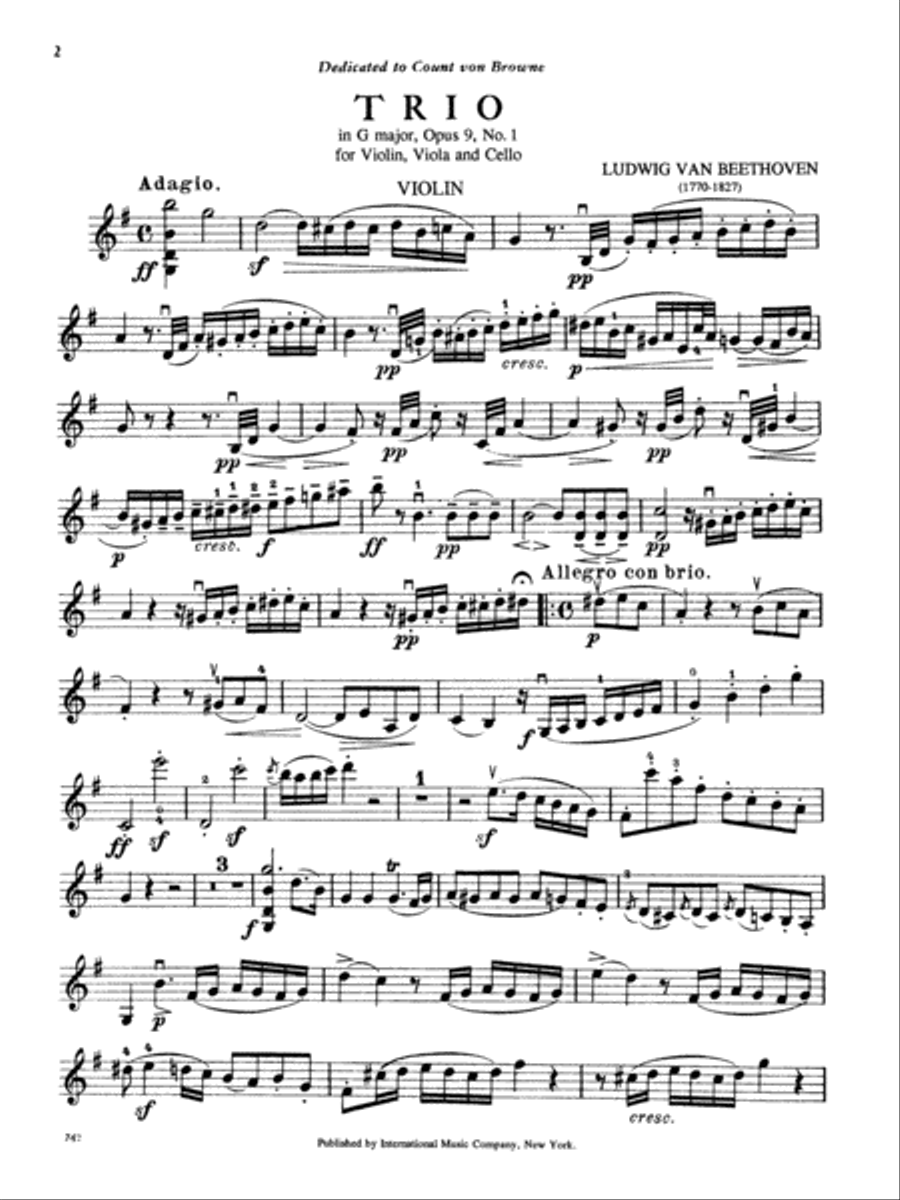 Trio In G Major, Opus 9, No. 1 String Trio scores gallery preview page 2