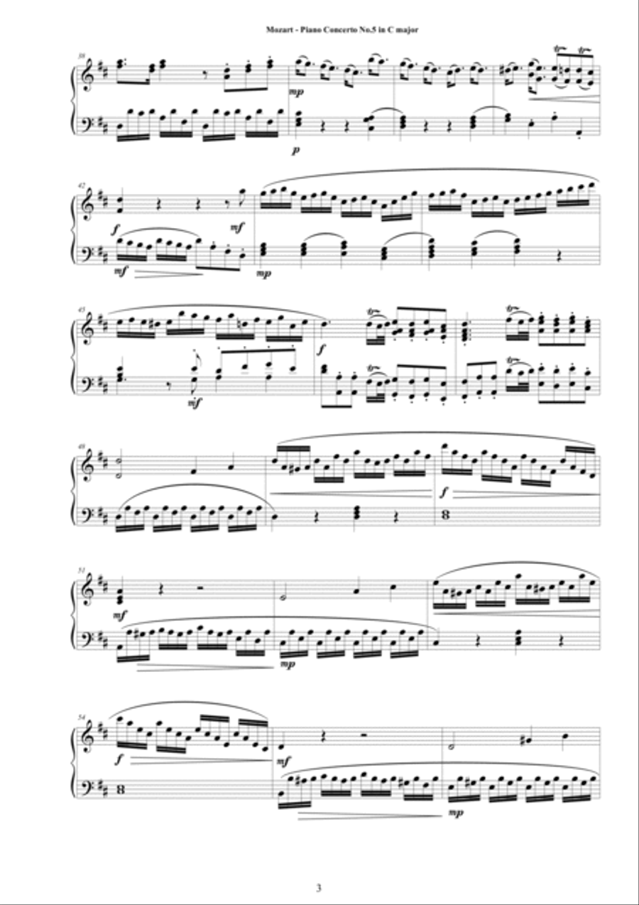 Mozart - Piano Concerto No.5 in D major K 175 - Complete Piano Version Piano Solo scores gallery preview page 3