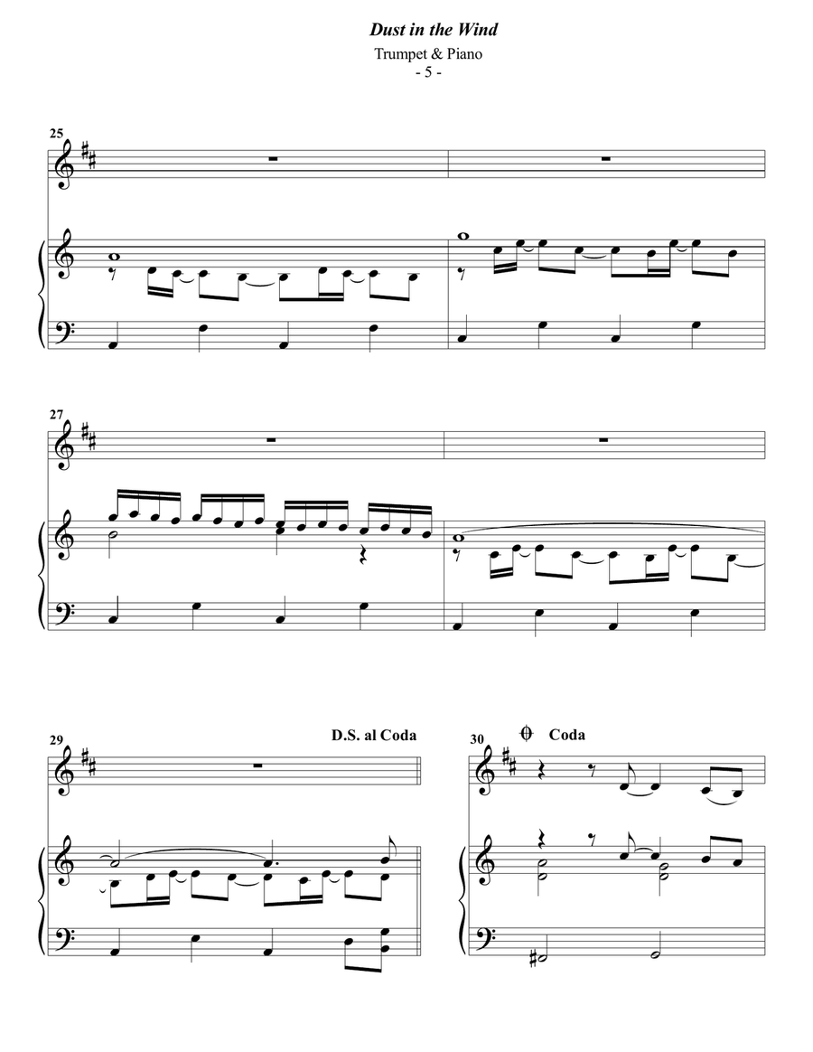 Dust In The Wind B-Flat Trumpet scores gallery preview page 5