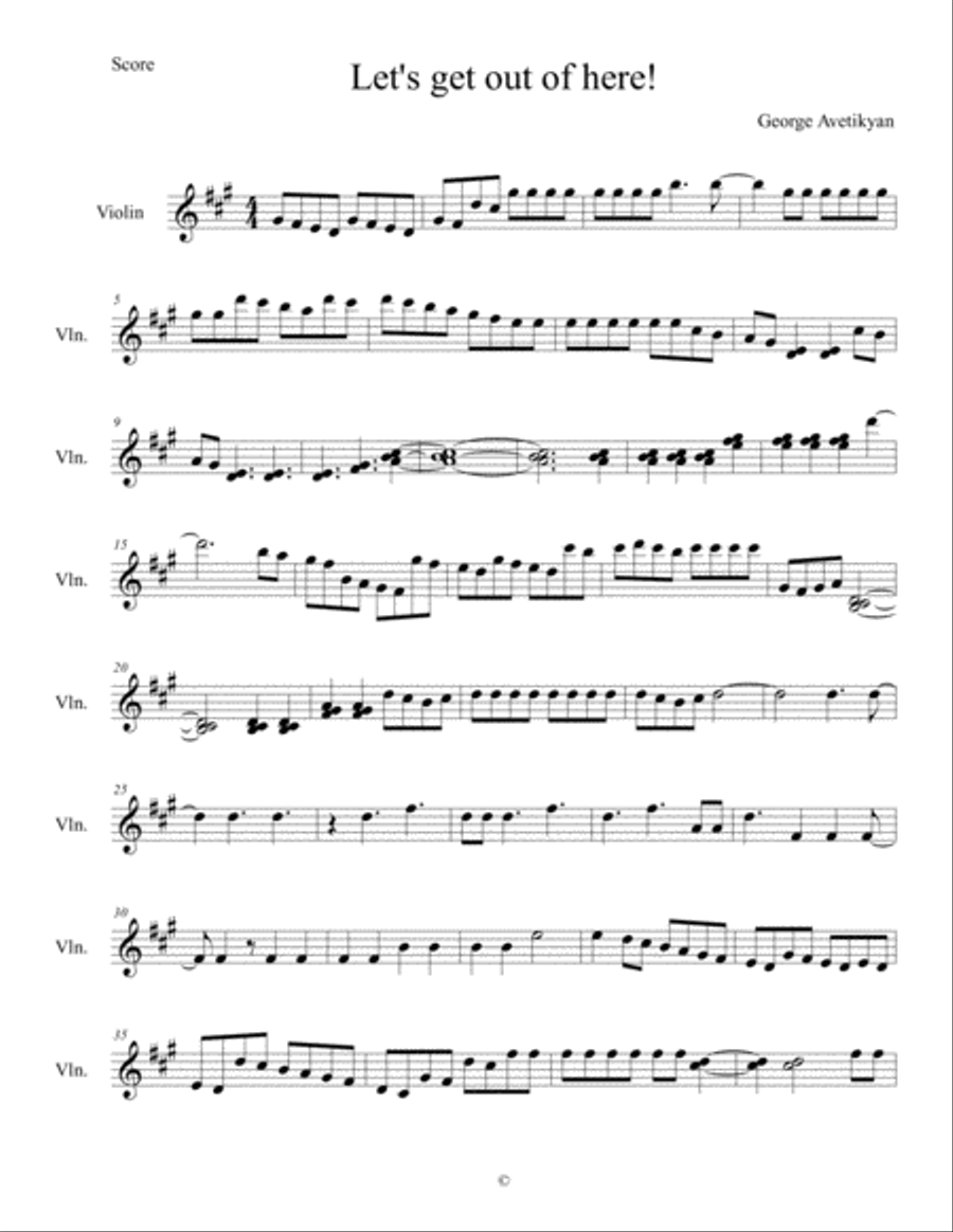 Let's get out of here Piano Solo scores gallery preview page 1
