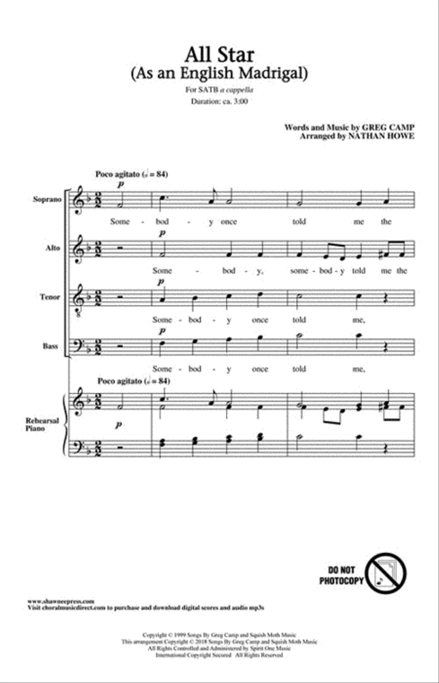 All Star (As an English Madrigal) 4-Part scores gallery preview page 2