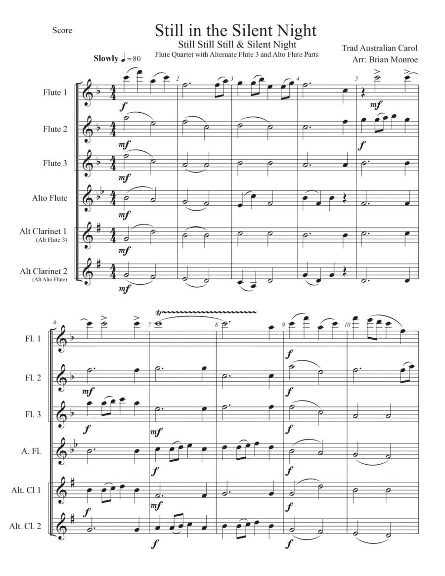 Be Still Silent Night (Still Still Still and Silent Night Woodwind Quartet scores gallery preview page 1