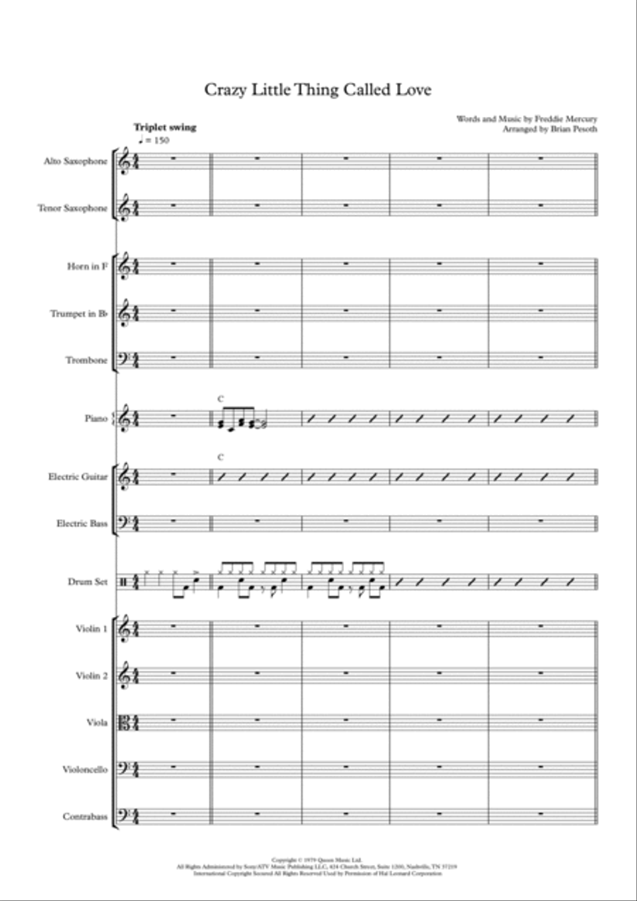 Crazy Little Thing Called Love Large Ensemble scores gallery preview page 1