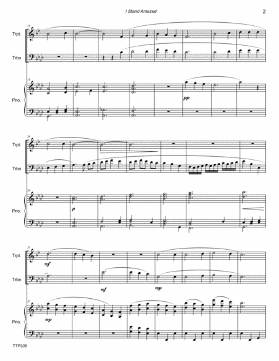 I STAND AMAZED - TRUMPET & TROMBONE with Piano Accompaniment Brass Duet scores gallery preview page 2