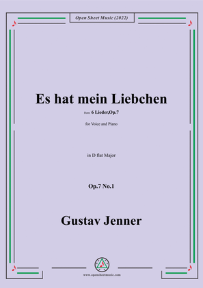 Book cover for Jenner-Es hat mein Liebchen,in D flat Major,Op.7 No.1